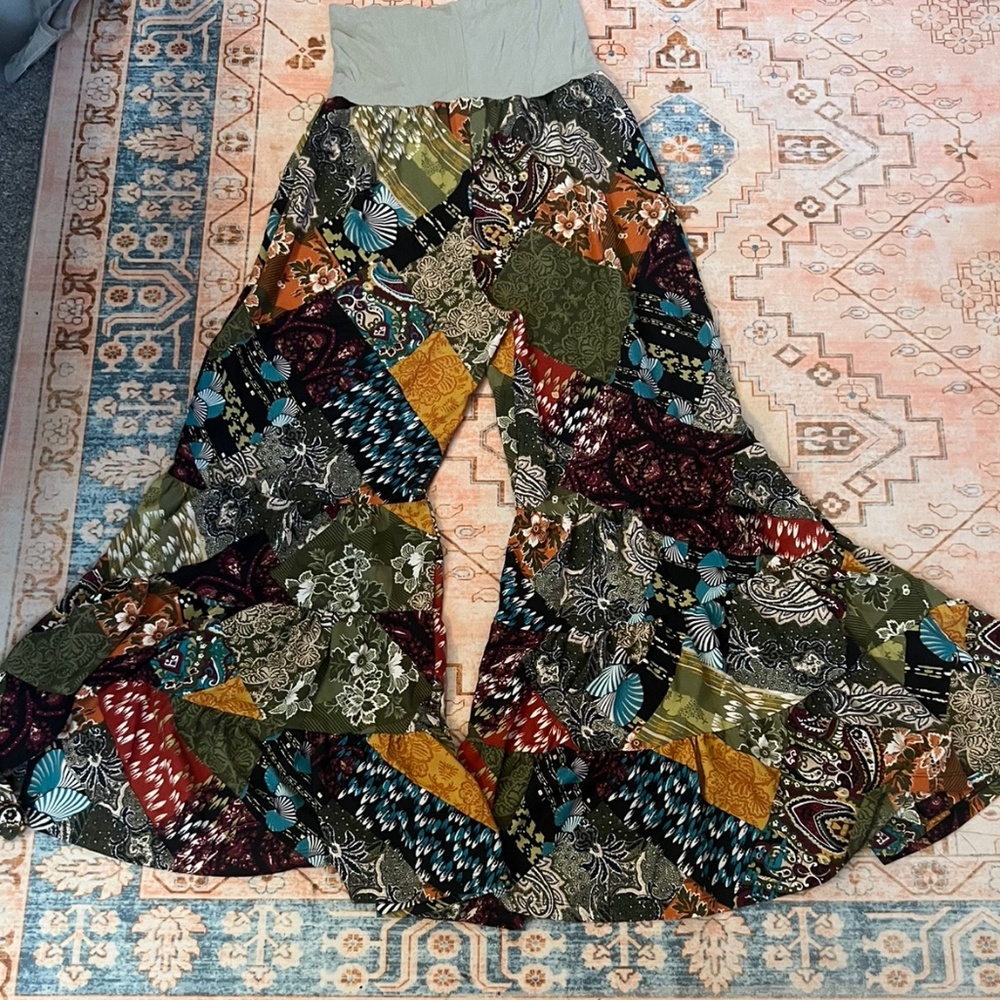 Medium Patchwork Patterned Bell Bottoms